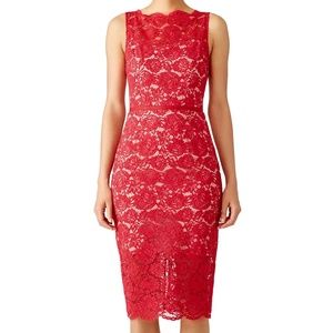 Nha Khanh Anna Red Lace Fitted Dress Size 6 New With Tags